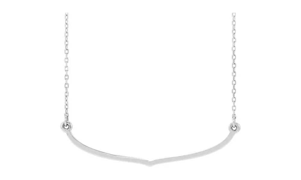 White Gold Plated Freeform Bar 18inch Necklace