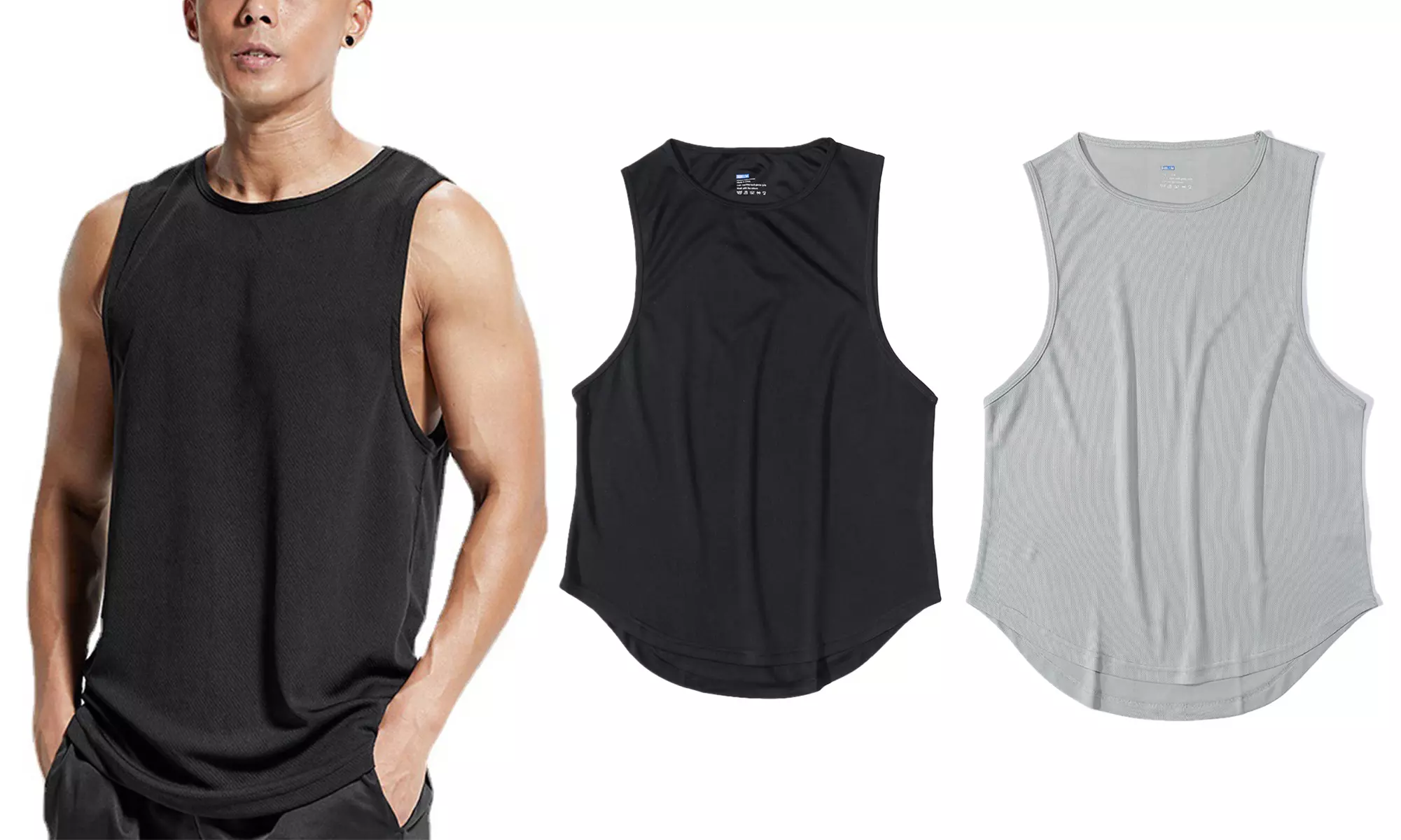 Genkent 2 Pack Mens Quick Dry Sleeveless Vest Workout Tank Top Gym Fitness Tee