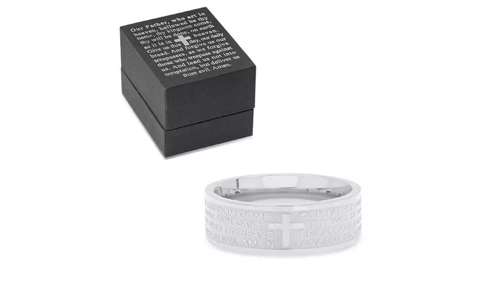  Stainless Steel Our Father Prayer Band Ring