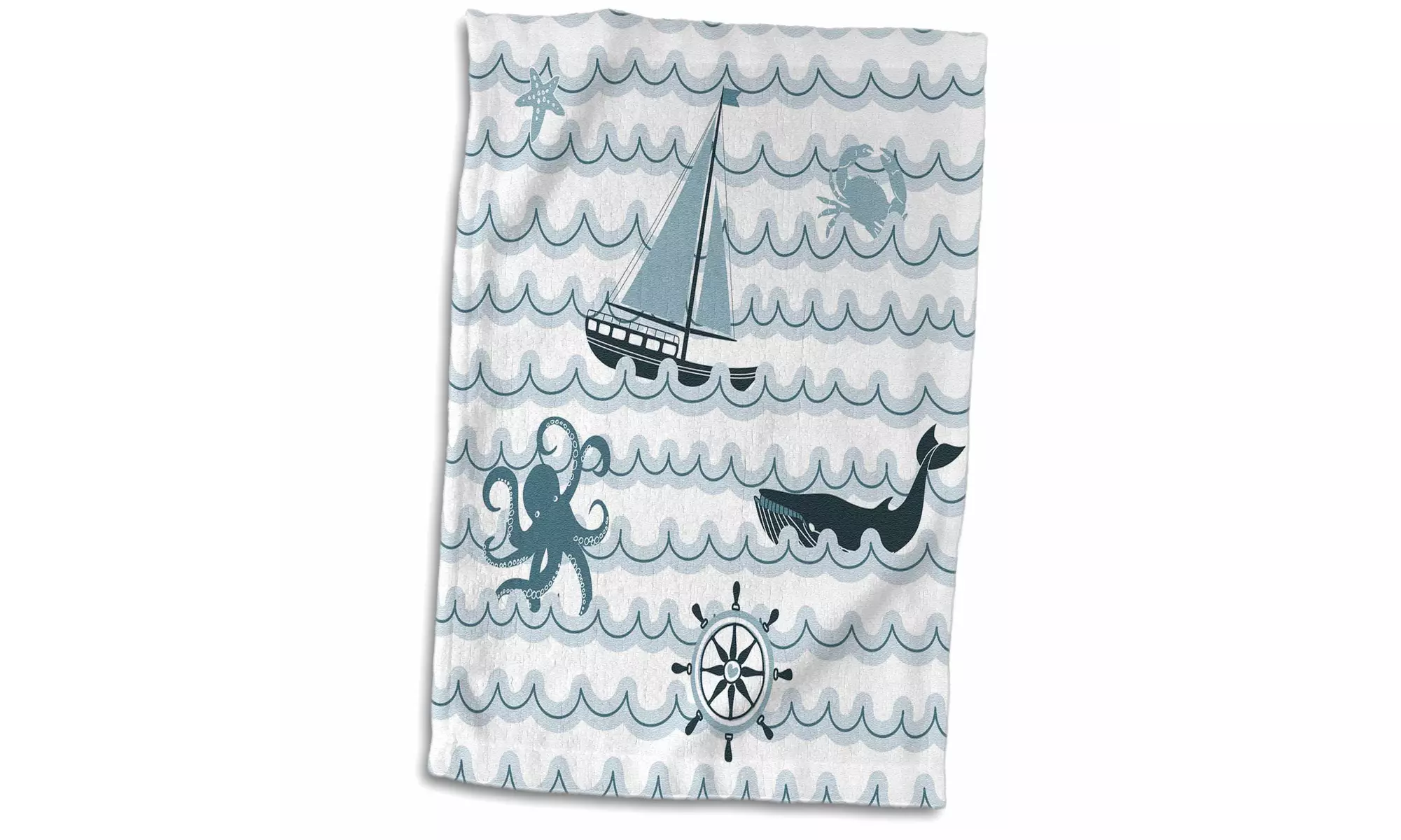 Towel - Marine Life Ocean Nautical Beach theme art Octopus - 15 by 22-inches - Second Medium