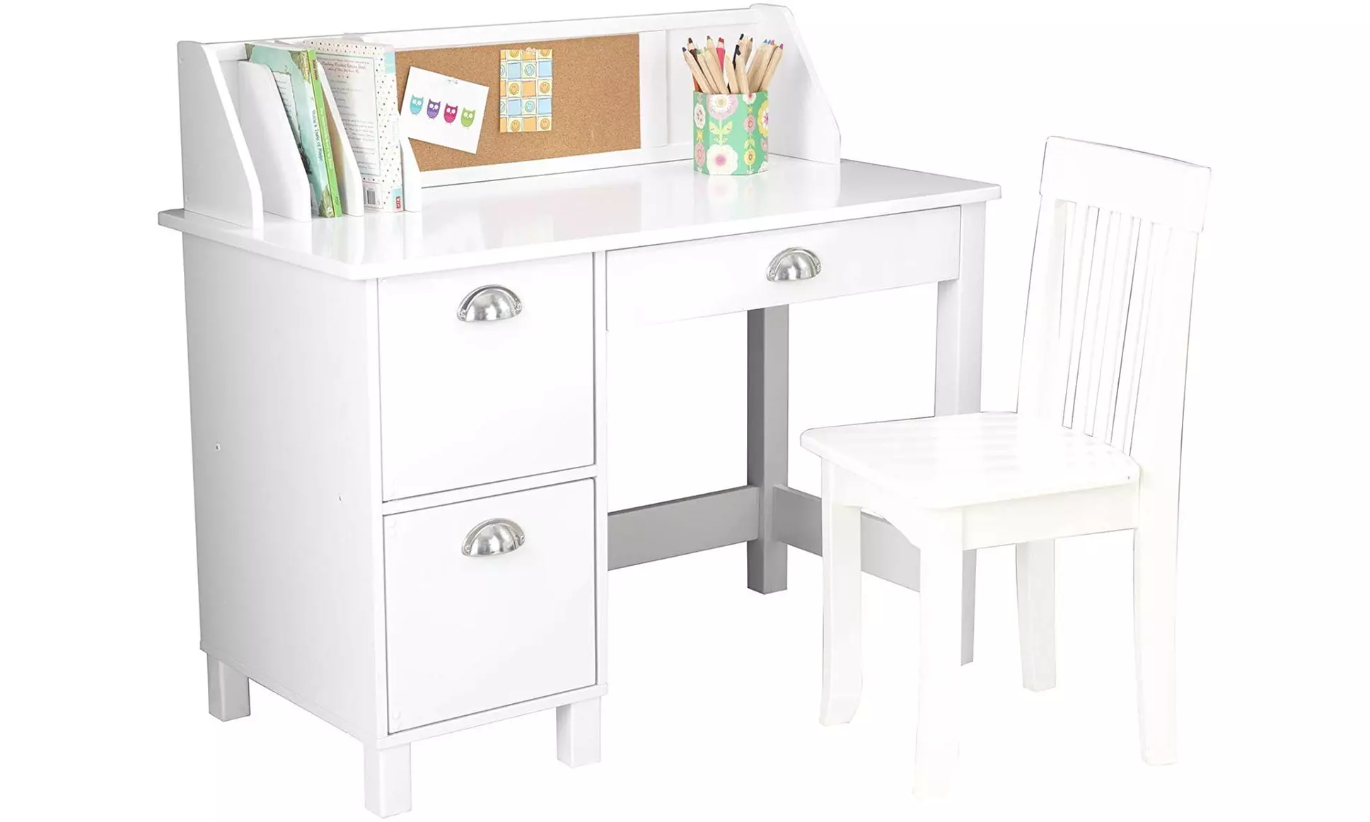 KidKraft Kids Study Desk with Chair-White - Second Medium