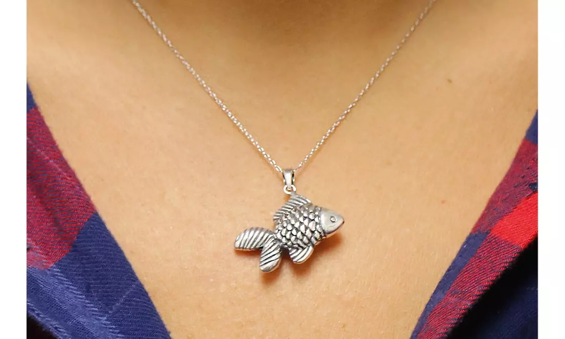 Sterling Silver Artisan Good Luck Fish Necklace