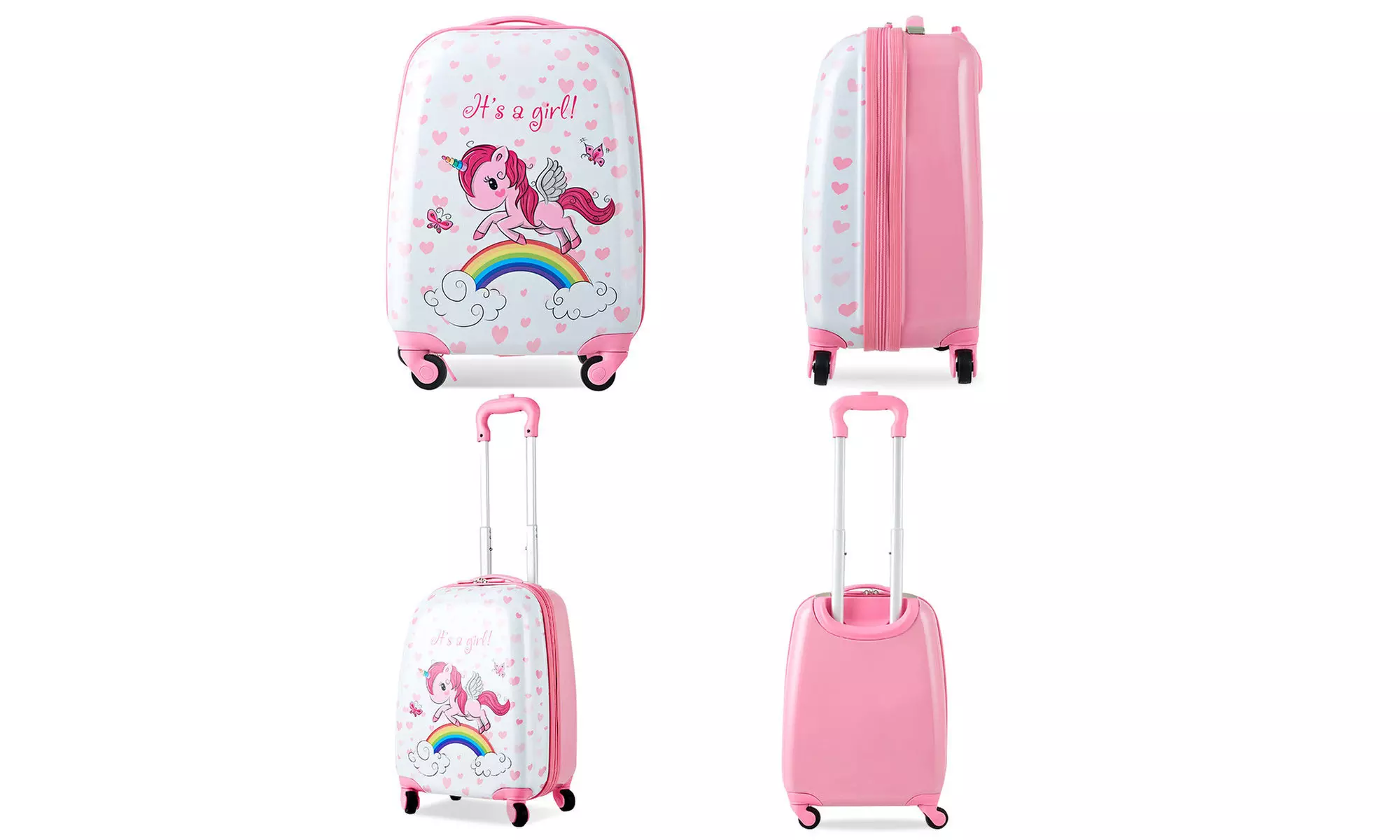 Costway 2PC Kids Luggage Set 12'' Backpack & 16'' Rolling Suitcase Horse
