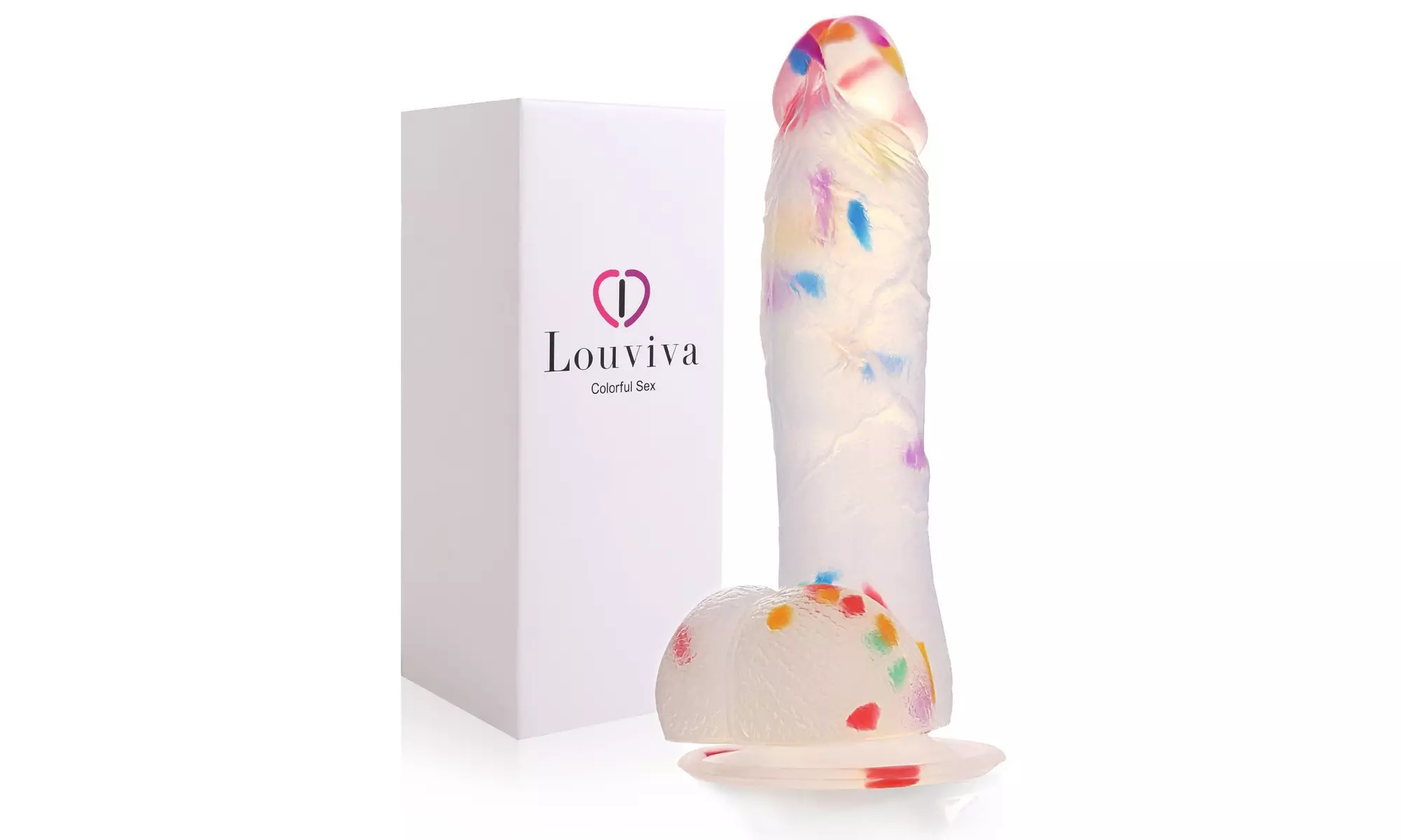 Louviva Confetti Clear Toy, 7" Realistic Silicone with Suction Cup, Poli - Primary Image