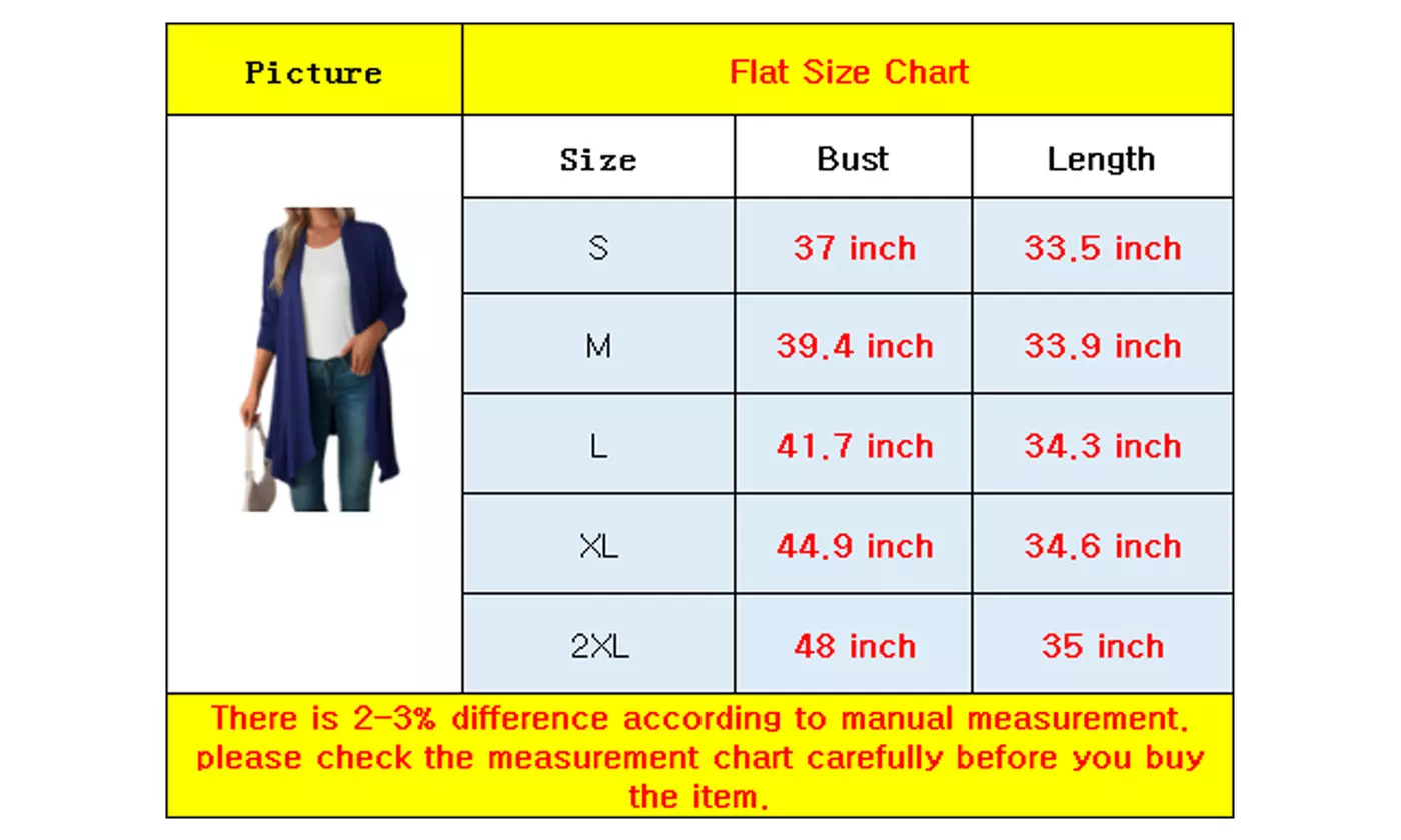 Women's Casual Long Sleeve Open Front Lightweight Drape Cardigans Sweaters