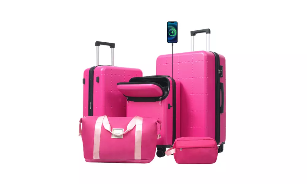 Four-Piece 20-Inch ABS Suitcase Luggage Set with USB Port