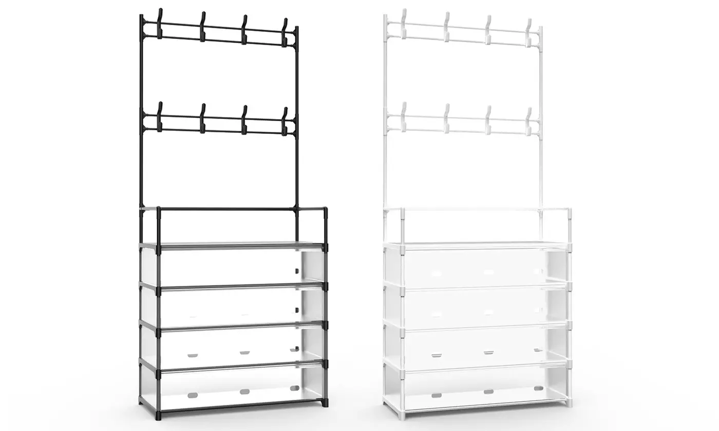 NewHome 5-Tier Freestanding Iron Coat and Shoe Rack