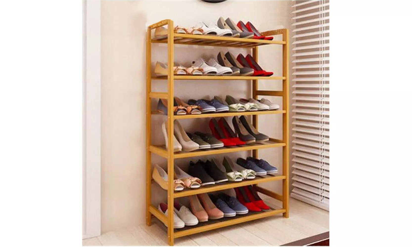 High Quality 6 Tier Wood Bamboo Shelf Entryway Storage Shoe Rack Home 2024 Furnitur