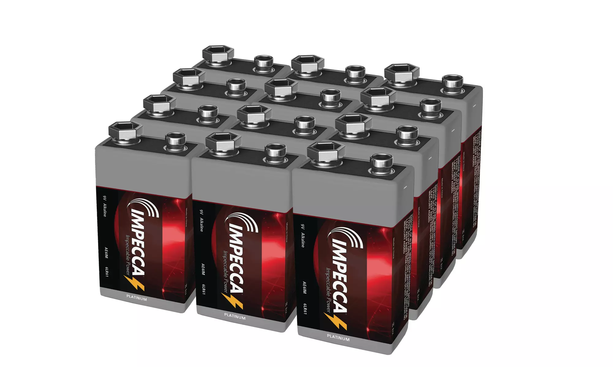 IMPECCA 9 Volt Batteries 12-24 pack  Alkaline Battery High Performance - Second Medium