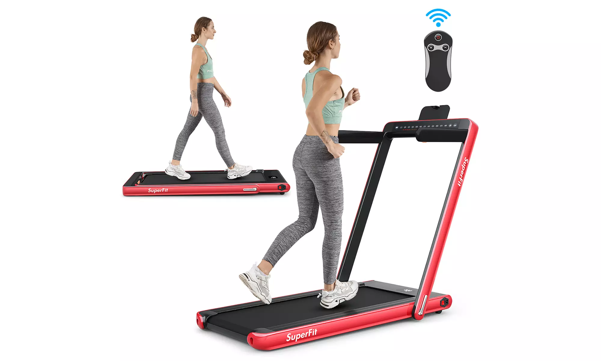 SuperFit 2.25HP 2 in 1 Dual Display Folding Treadmill Jogging Machine  - Primary Image