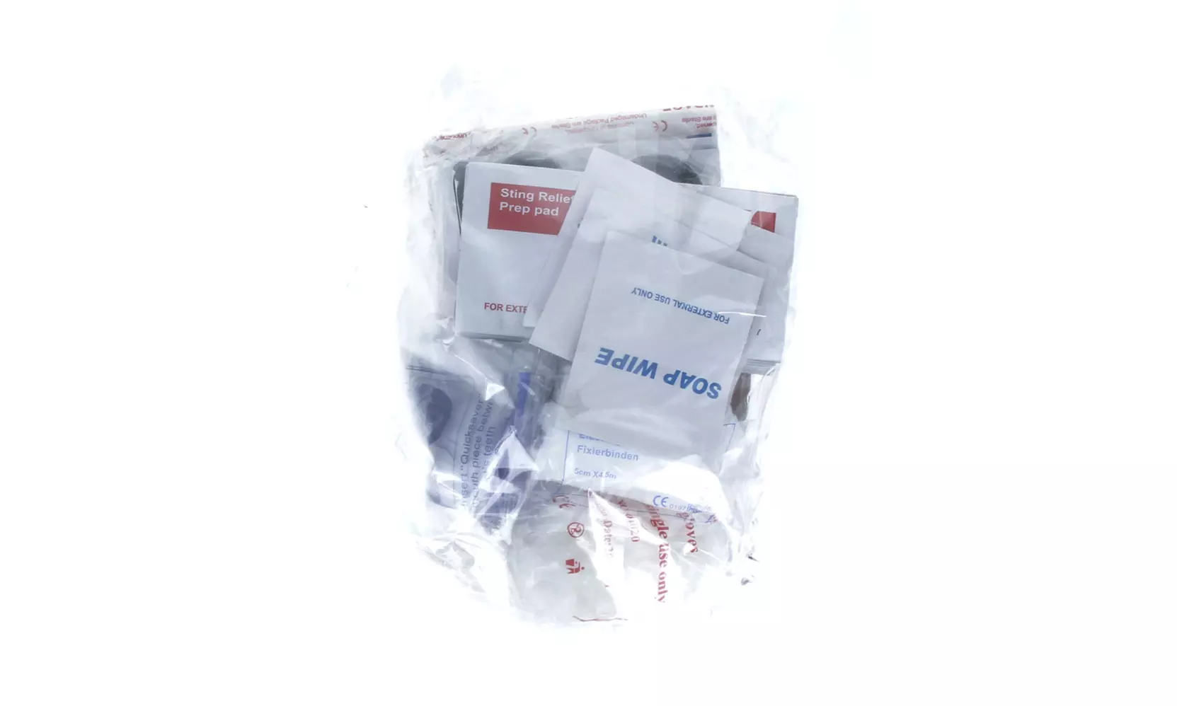 100 Pc First Aid Kit Stored in a Waterproof Red Dry Sack