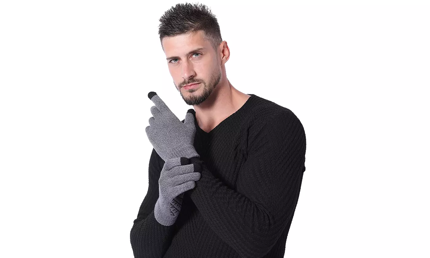 Winter Knit Gloves Touchscreen Warm Thermal Lining Elastic Cuff Glove