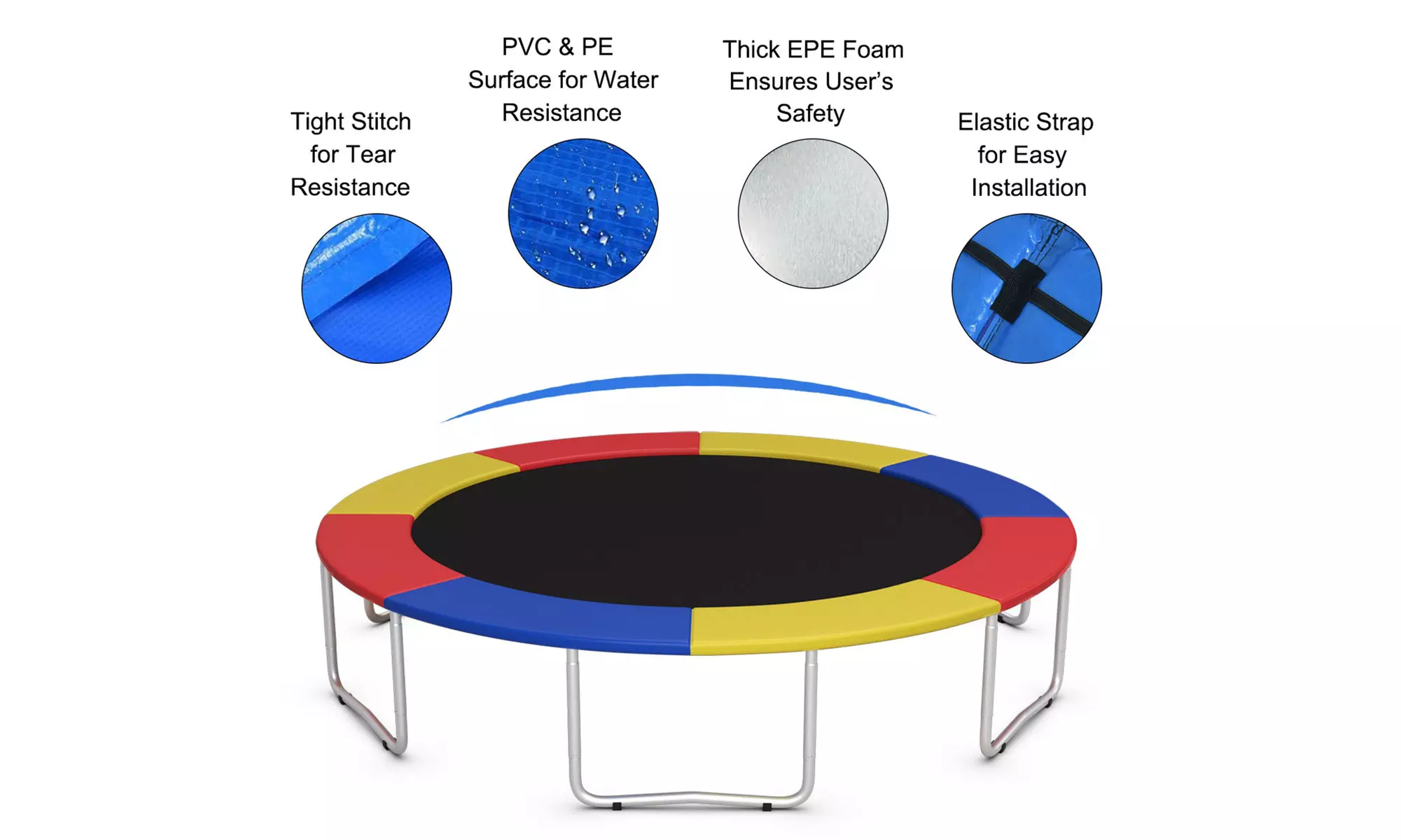Costway 10FT Trampoline Replacement Safety Pad Bounce Frame Waterproof Spring