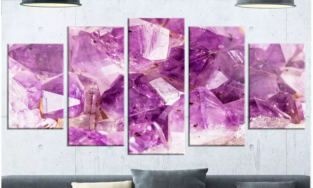 Purple Amethyst Macro - Multipanel Abstract 5 Panel Metal Wall Art Sets Print - Primary Image