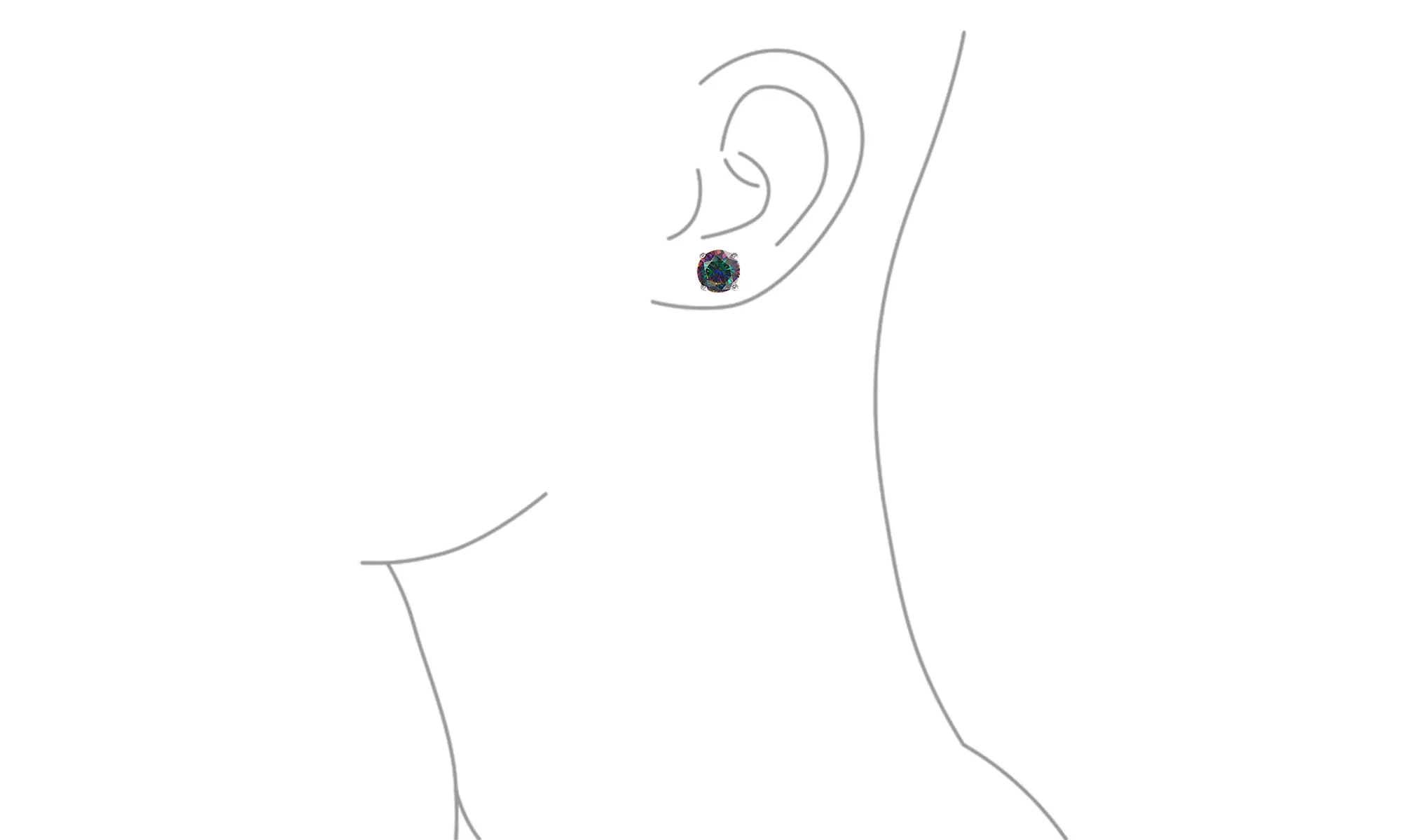 Round Brilliant Cut Simulated Rainbow Topaz CZ Stud Earrings 925 Silver (9mm) - Primary Image