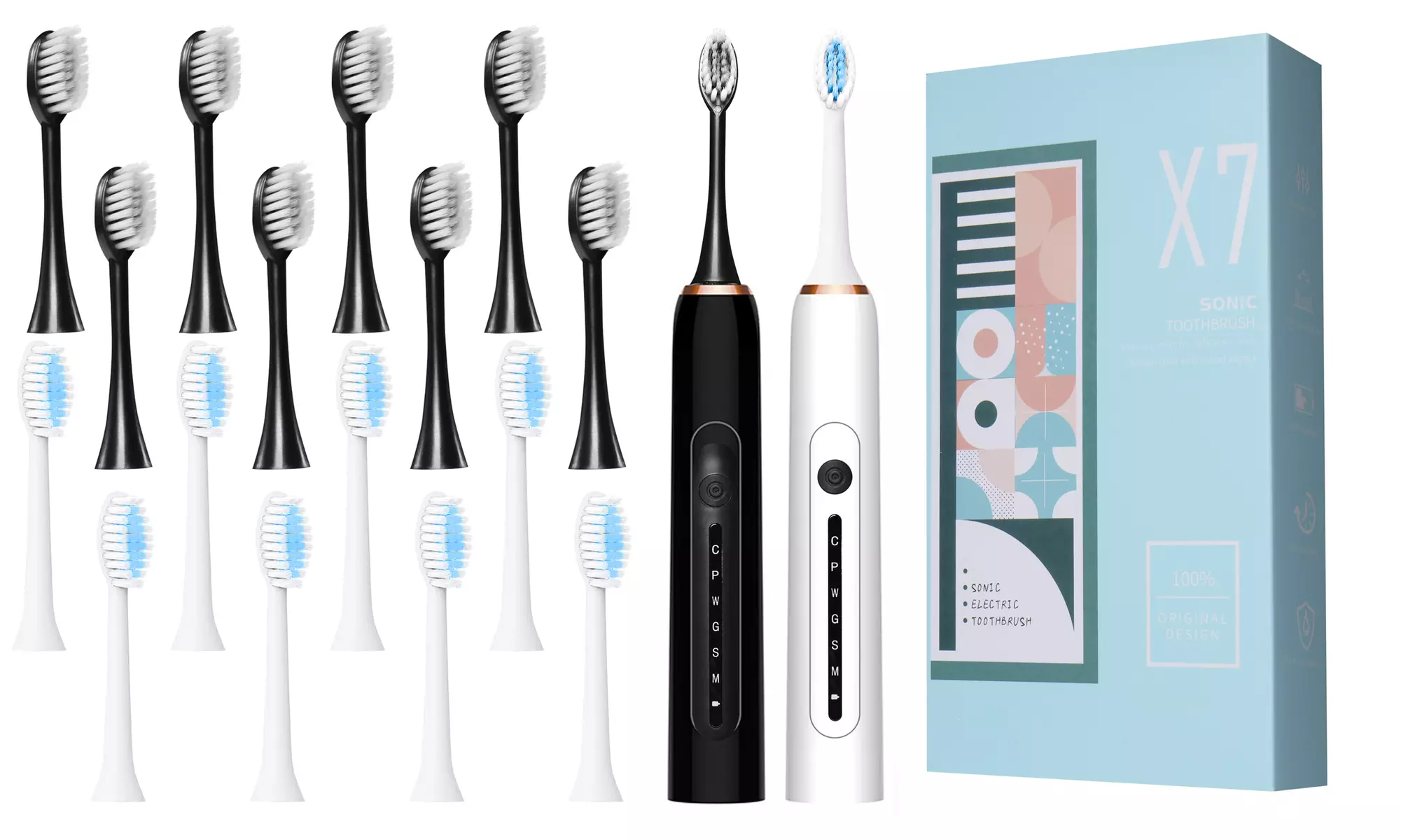 Electric Sonic Toothbrush with 6 Cleaning modes and 8 Brush Heads
