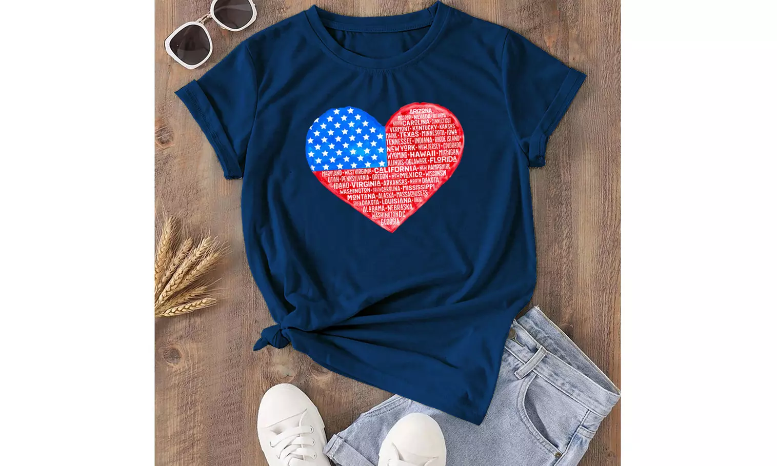 Women Miss American Flag Patriotic T-Shirt (S-2XL)