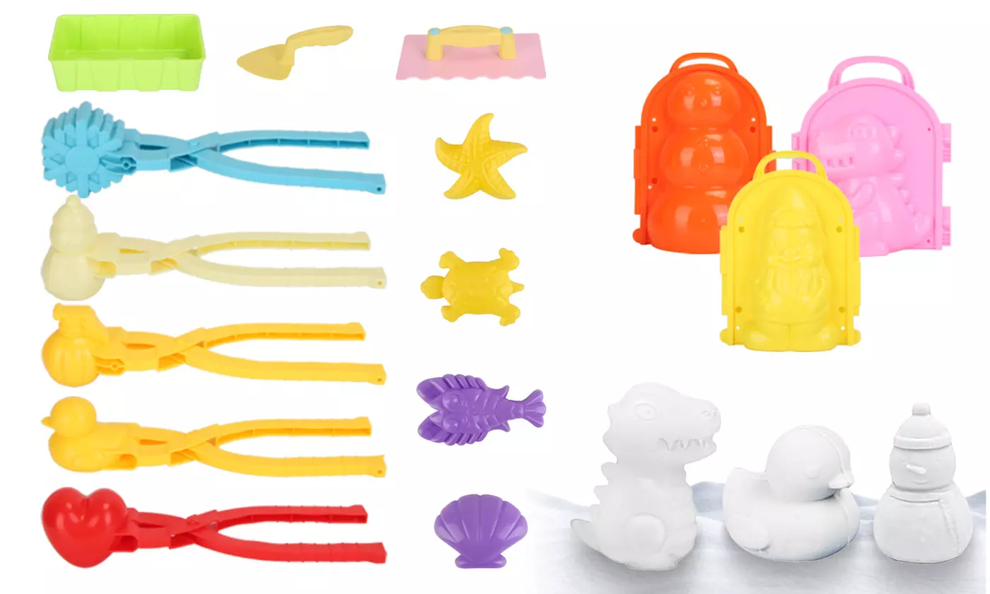 iMounTEK 15-Piece Winter Snowball Tool Kit for Kids - Snow Molds and Shapers