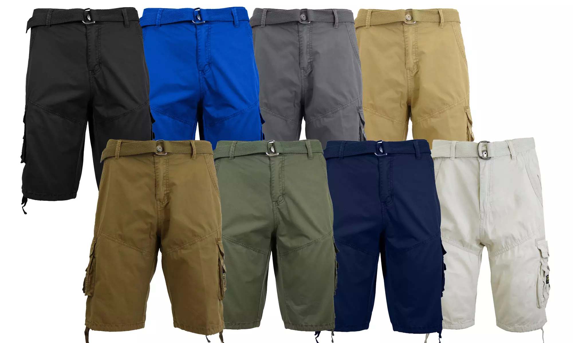 Galaxy By Harvic Men's Classic-Fit Distressed Belted Cargo Shorts (30-48) - Primary Image