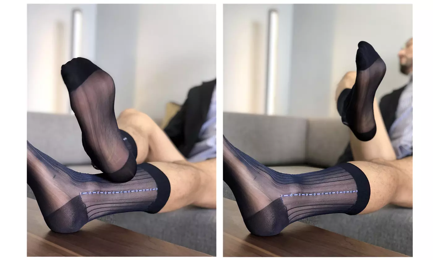 Mens Nylon Ultra Thin Dress Socks Silk Sheer Business Work Trouser Sock Mid Calf