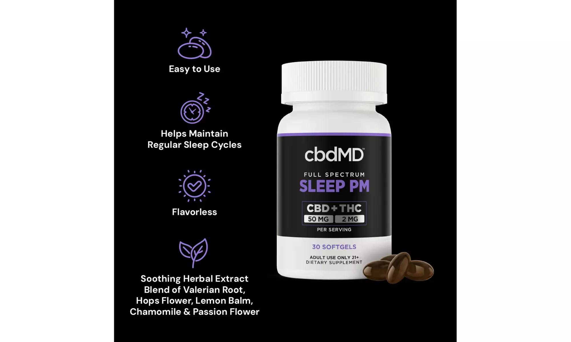 cbdMD Night Time Essentials (Gummies, Tinctures, Capsules) - Multiple Strengths 