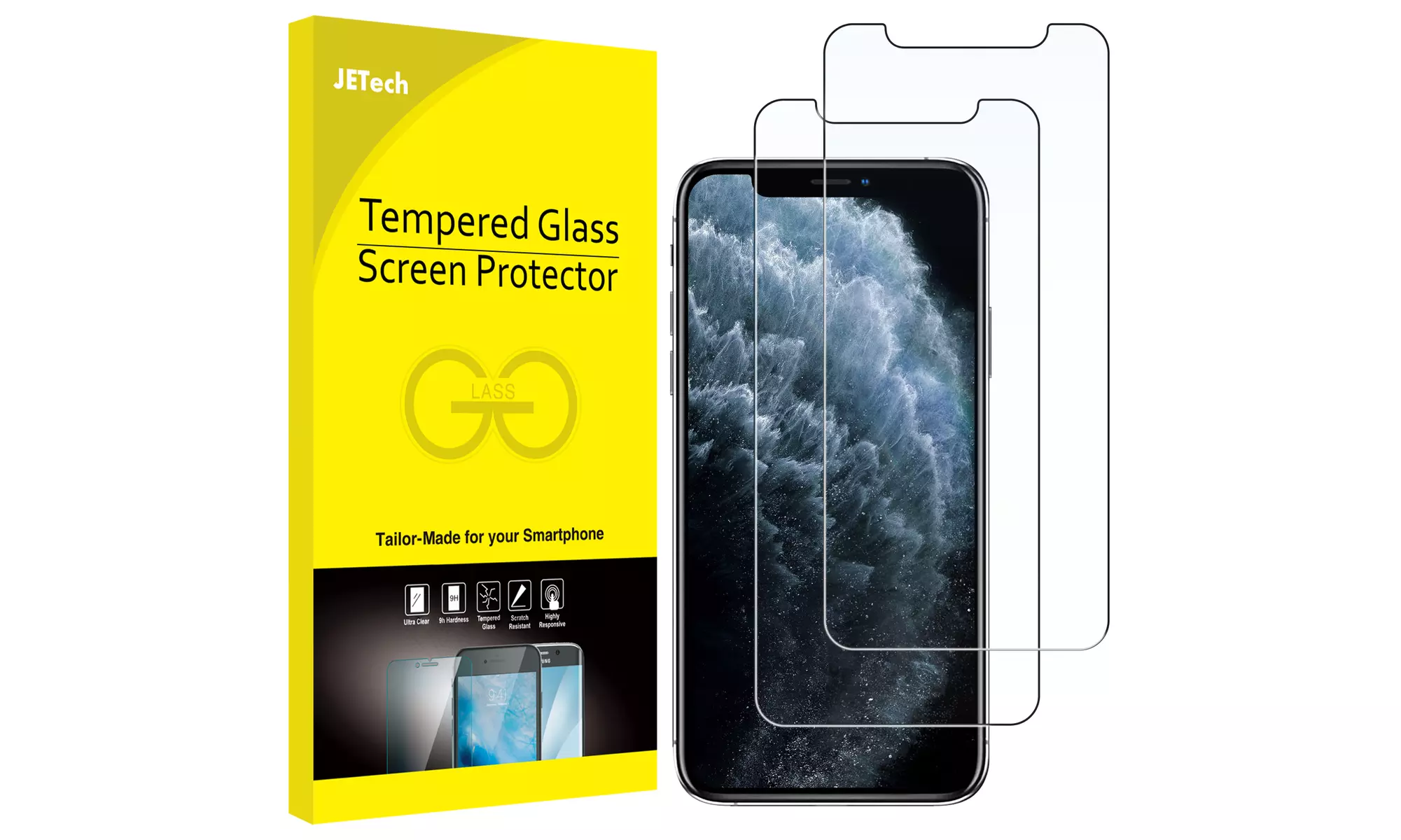 Screen Protector for iPhone X/XR/XS/XS Max/11/12, 11/12 Pro, 11 Pro Max, 2 Pack