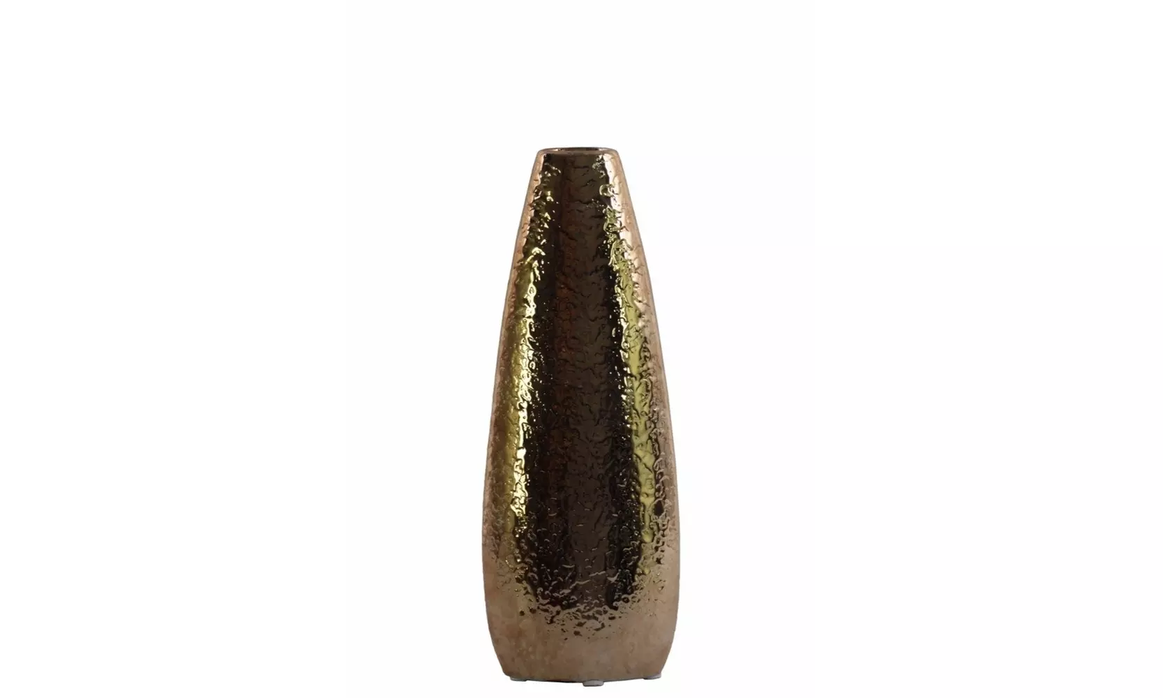 Oval Vase with Recessed Lip and Hammered Design- Small- Gold- Benzara - Primary Image