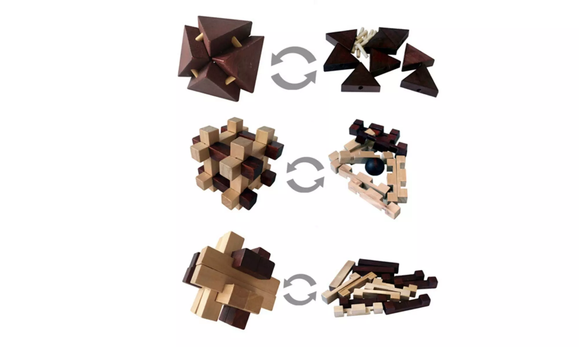 Zummy 4 in 1 Wooden Puzzle Brain Teaser 4 Pack