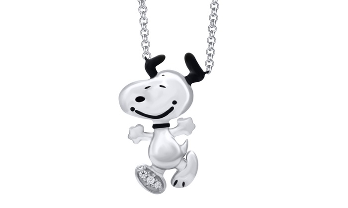 Peanuts Smiling Snoopy Diamond Accent Pendant in Sterling Silver by ...