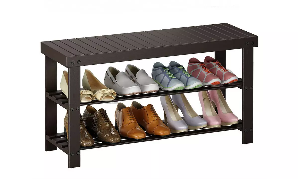 Bamboo Shoe Rack Bench Shoe Organizer - Second Medium
