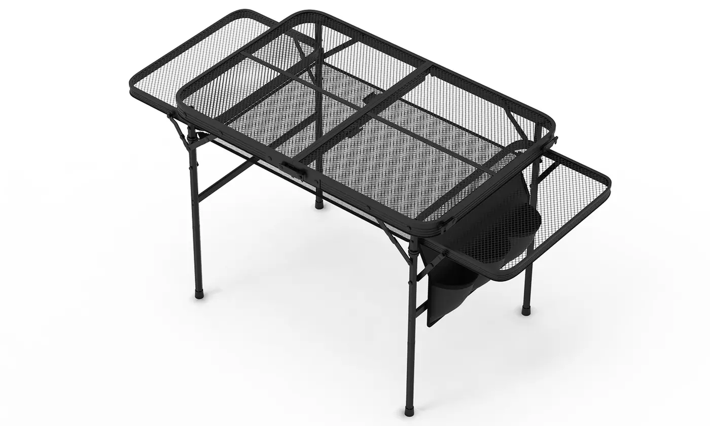 LakeForest Folding Camping Table Aluminum Picnic Table Collapsible Grill Stand