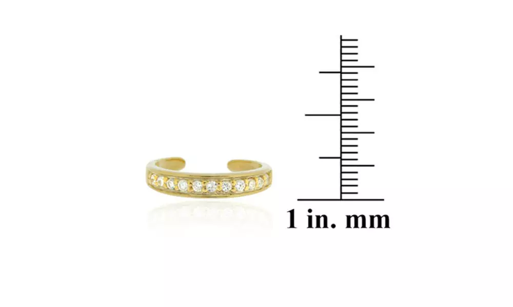 Gold Tone Over Sterling Silver Channel Set CZ Toe Ring