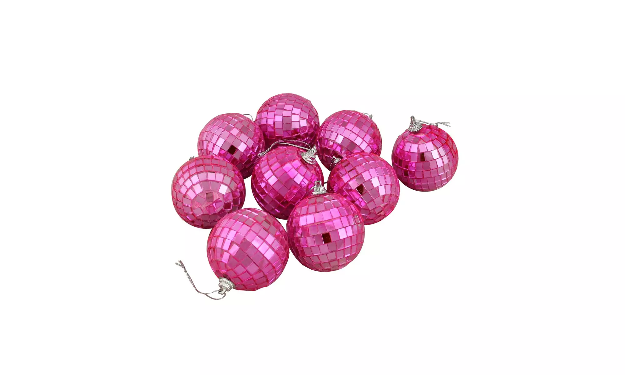 9ct Bubblegum Pink Mirrored Glass Disco Ball Christmas Ornaments 2.5" (60mm) - Primary Image