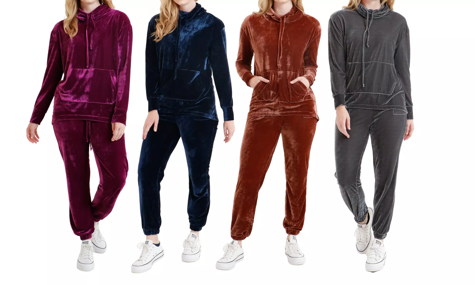 OneWorld Women's Velour Tracksuit Sweatshirt and Jogger Set S-3X - Primary Image