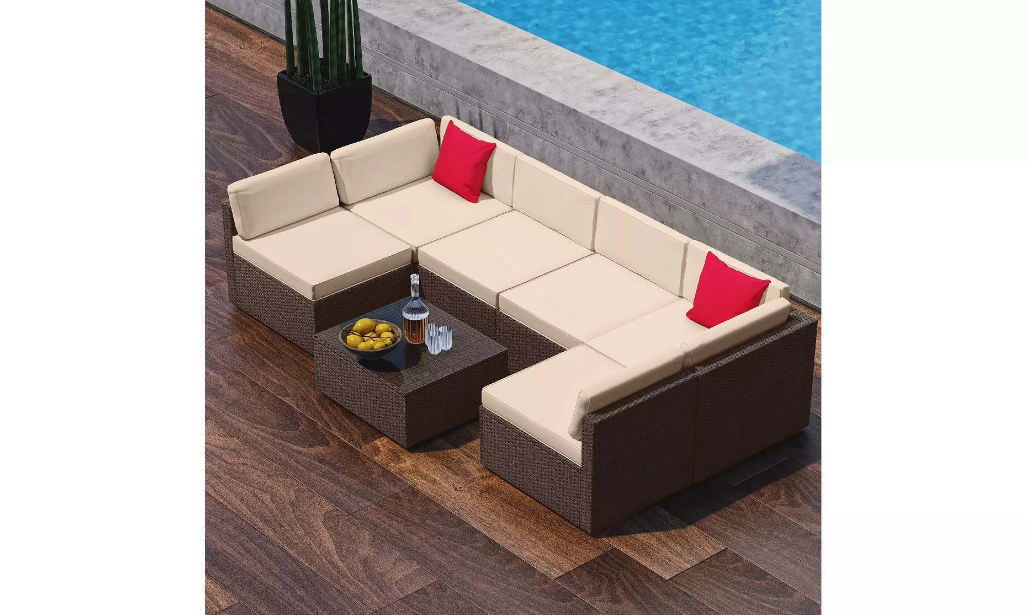 7 Piece Patio Furniture Set by Nestl- Outdoor Patio Set, Couch, Chairs and Table - Primary Image