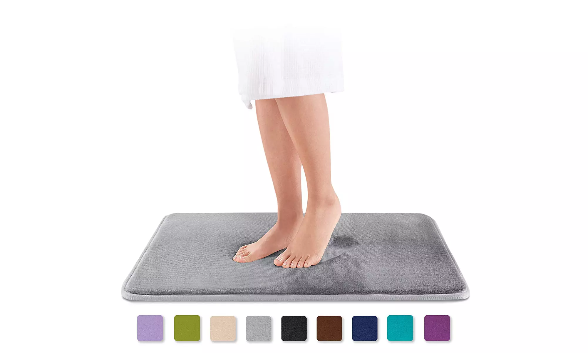 Memory Foam Bath Mat Non Slip Absorbent Super Cozy Velvet Bathroom Rug Carpet - Primary Image