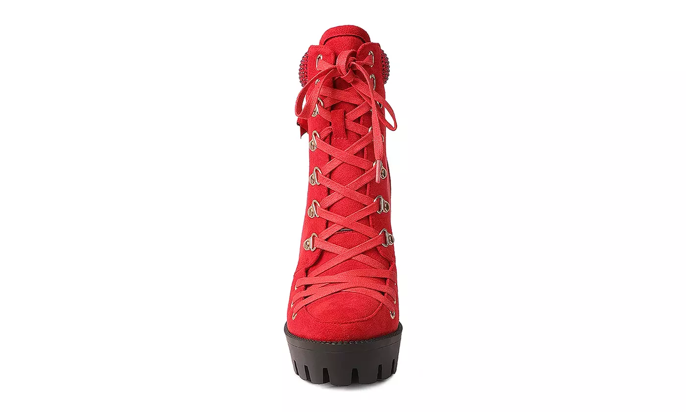 London Rag Birch Block Heeled Ankle Booties
