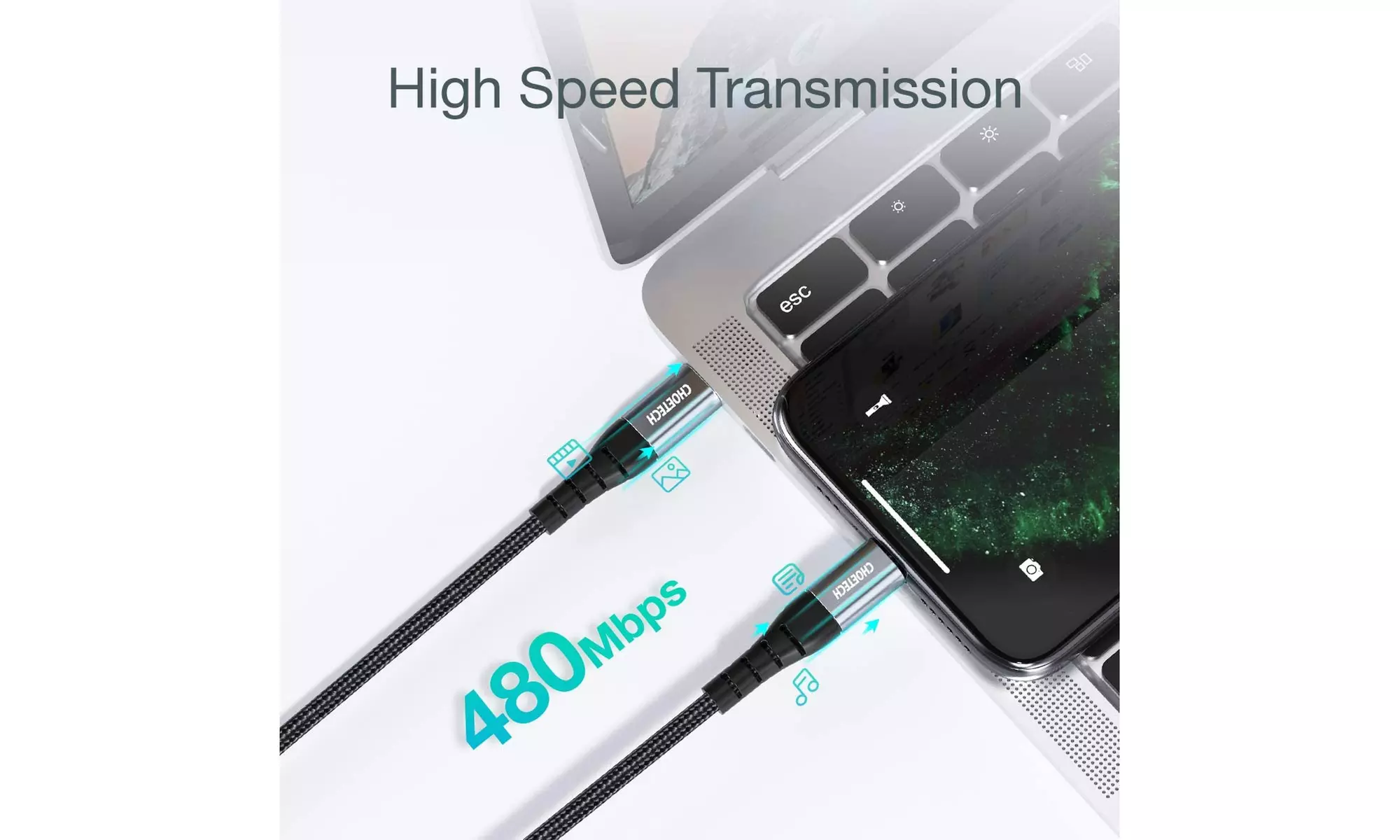 USB C to Lightning Cable for iPhone 11/12 Pro Max/Mini Nylon Braided Charger