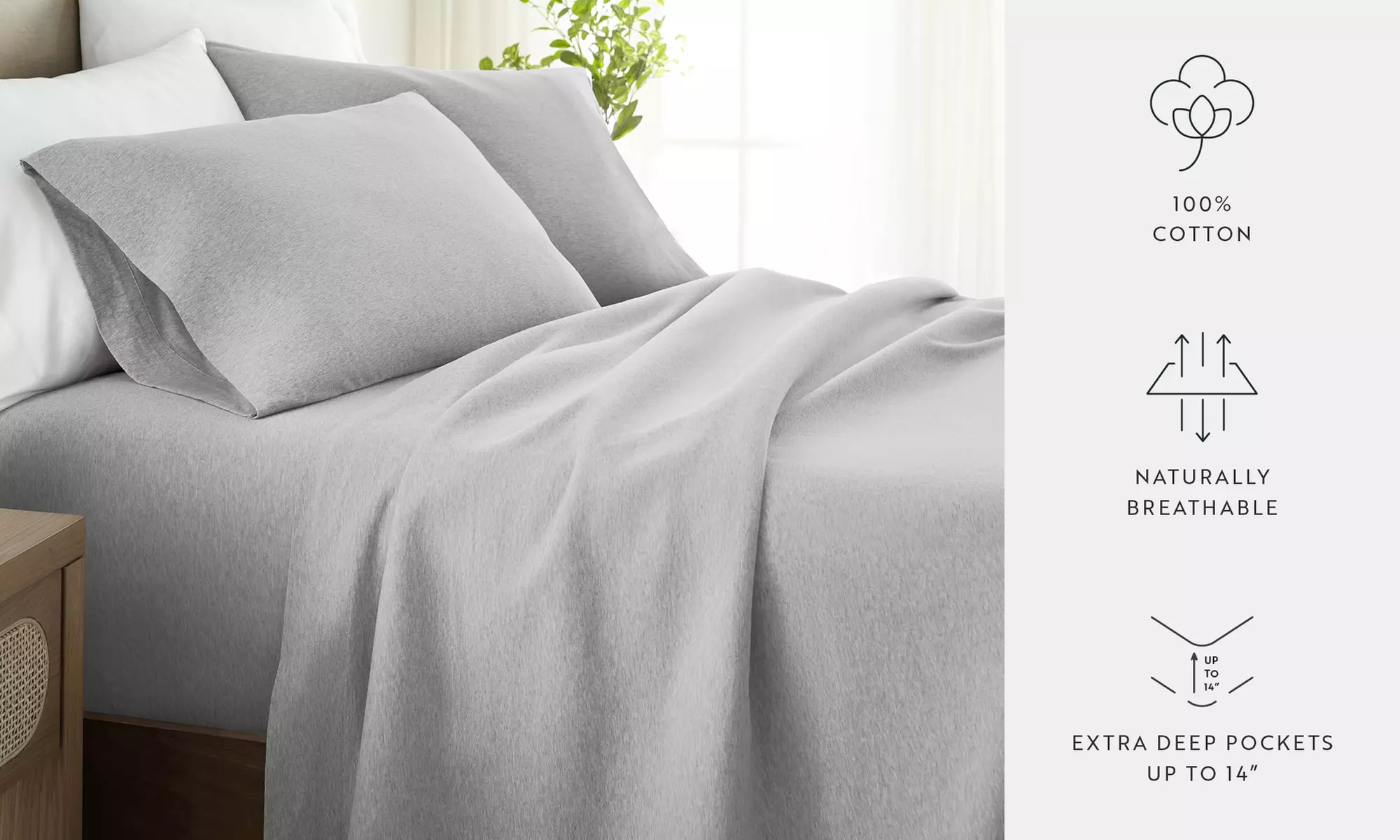  4 Piece Jersey Knit Sheet Set - Ultra Soft 100% Cotton