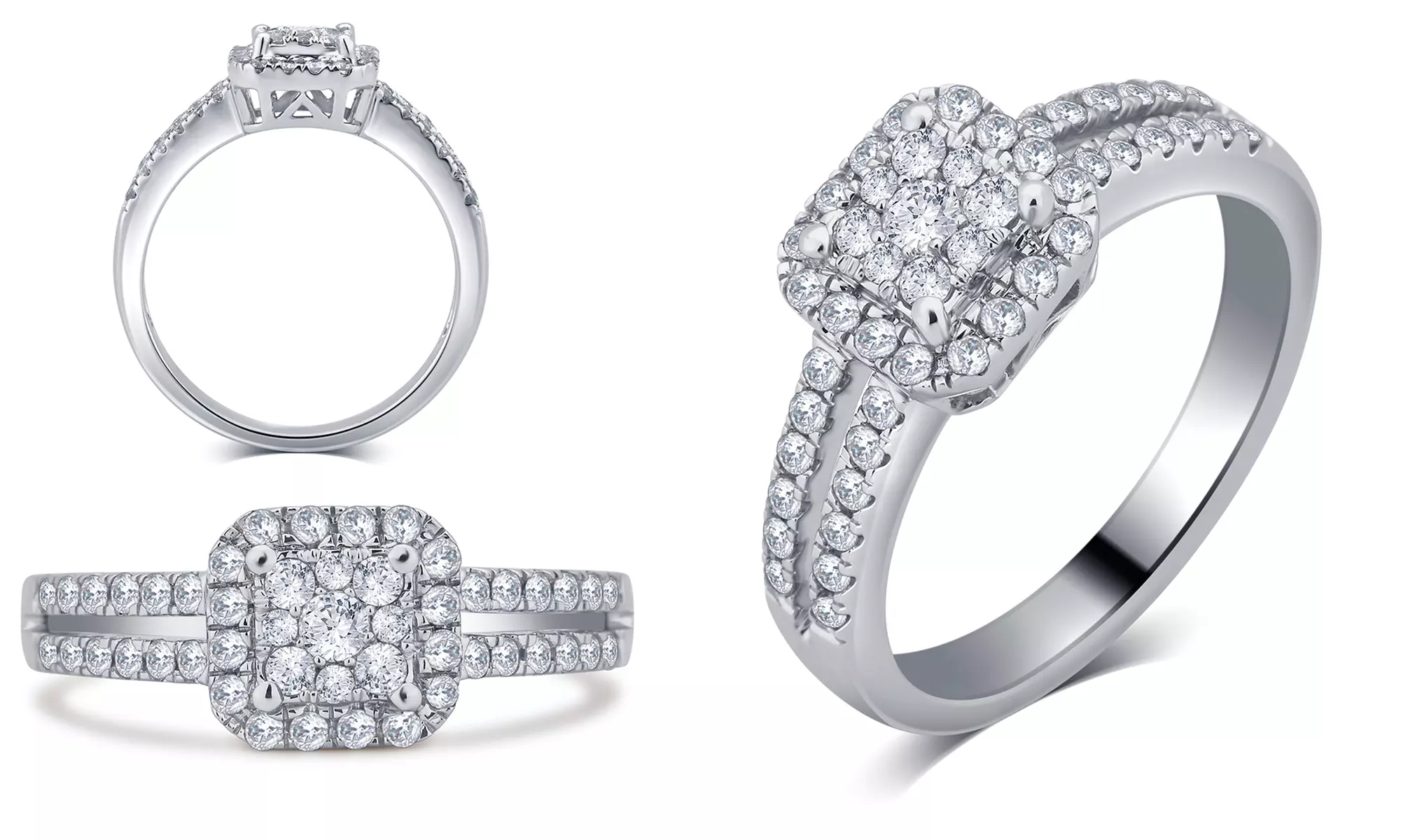 1/2 Cttw Diamond Split Shank Ring in 10K White Gold  (H-I, I2-I3) - Primary Image