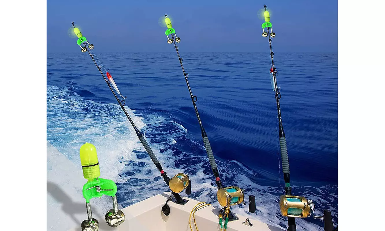 20 PCS LED Night Fishing Bite Bait Alarm 2 Bells Light Rod Tip Clip Alert Ring