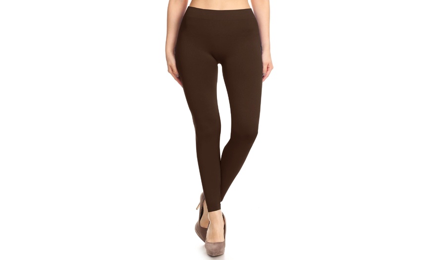 Image 13: Plus size,Solid Color Basic Soft Comfy Elastic Waistband High Waist Leggings