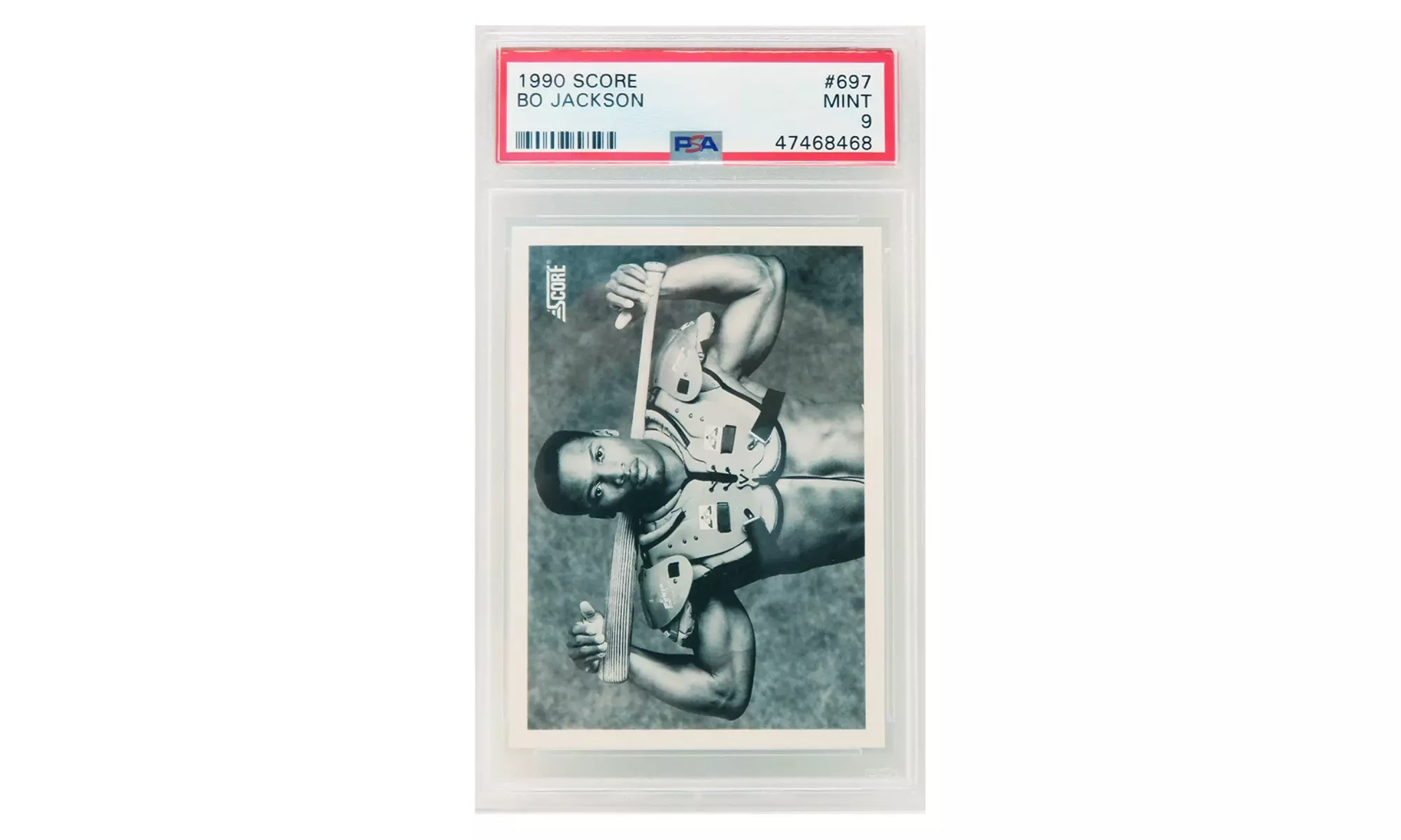 Bo Jackson 1990 Score Baseball #697 B&W Bat On Shoulder Pads Card - PSA 9 MINT - Primary Image