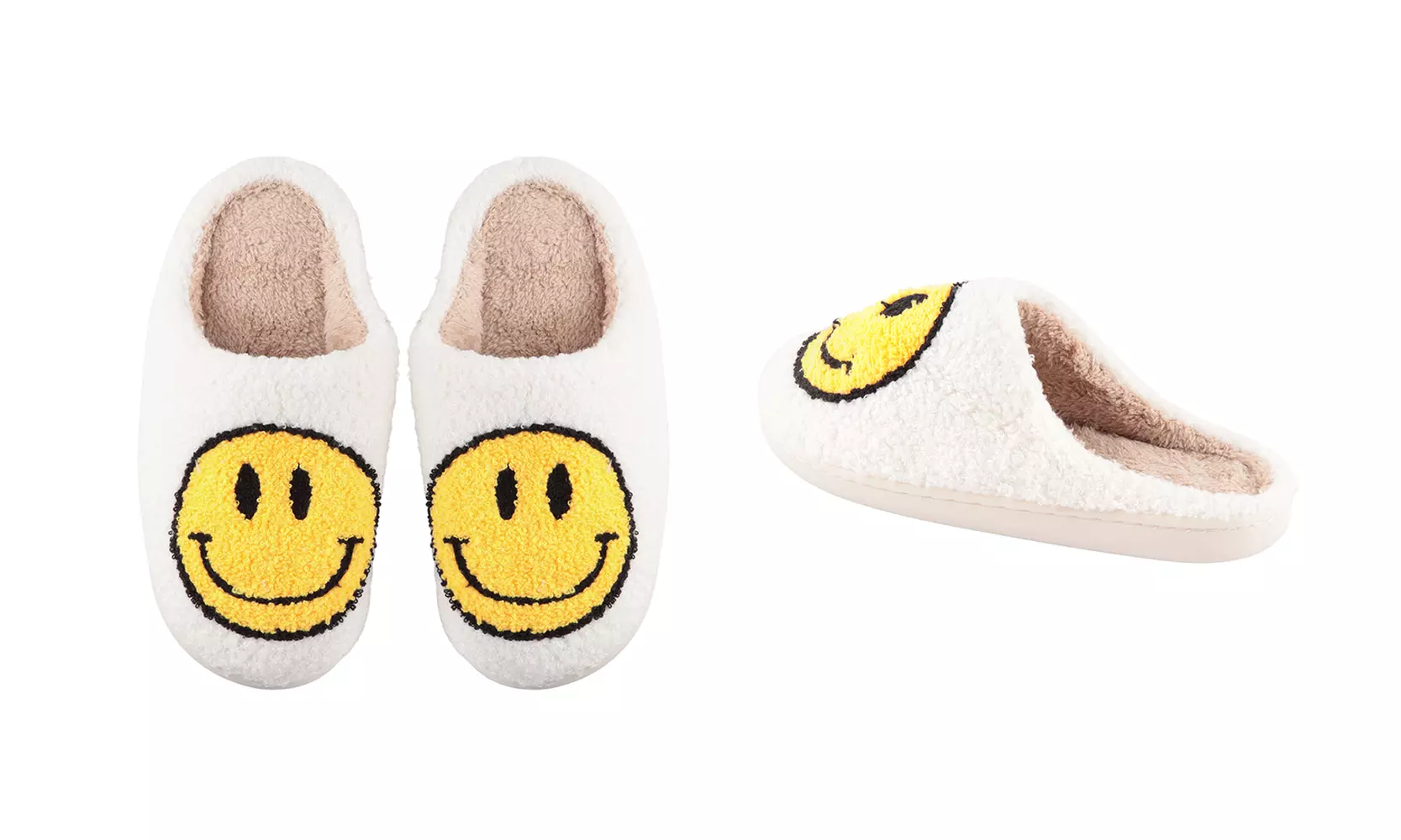 Riah Fashion's Smiley Face Fuzzy Fleece Soft Slippers