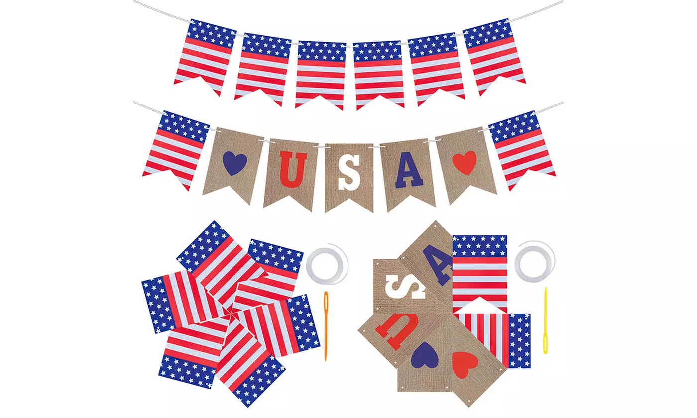 USA Star Flag Banner Bunting Patriotic 4th of July Decorations Party Supplies