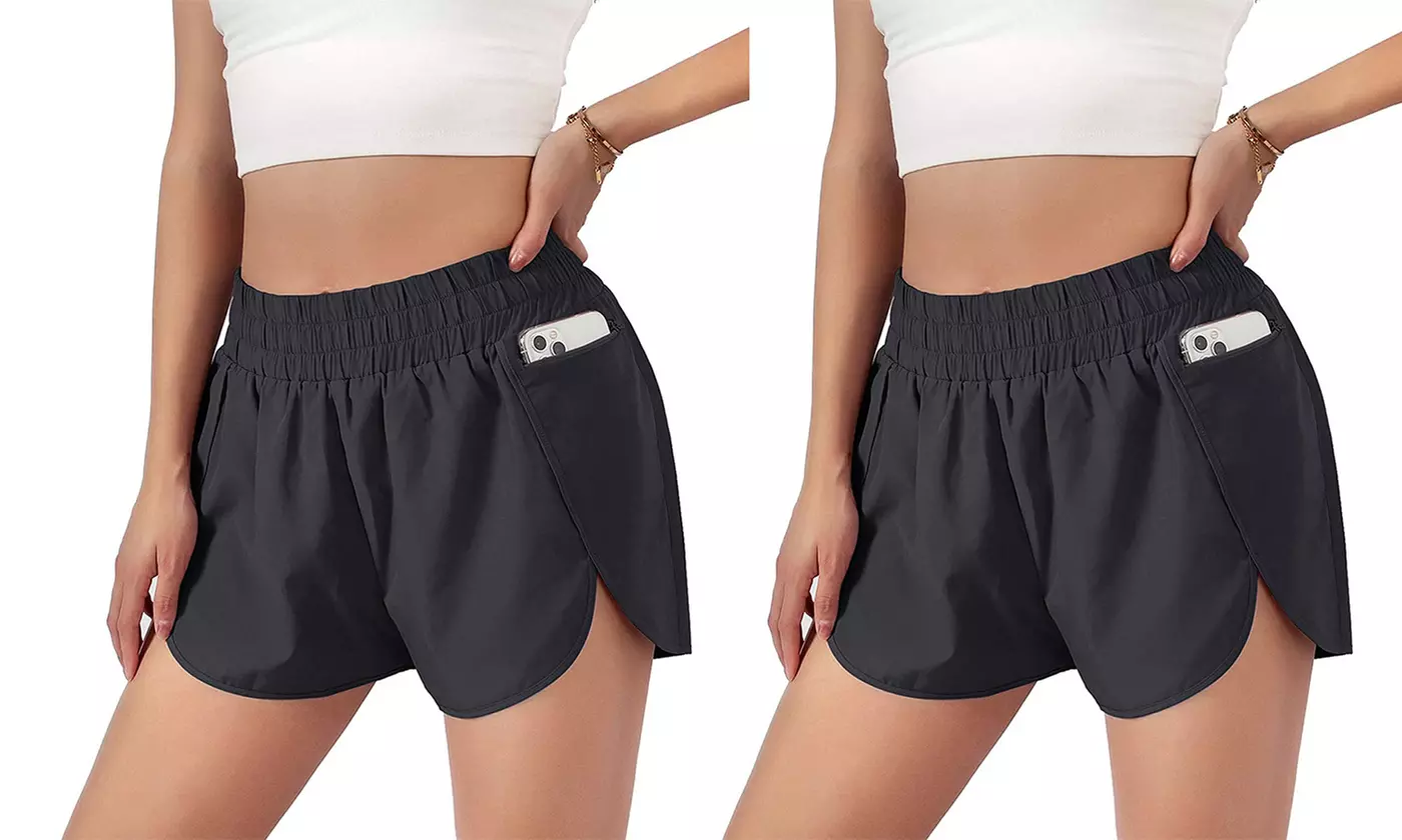 Women's Athletic Shorts High Waisted Running Shorts Pocket Sporty Shorts (M-2XL)