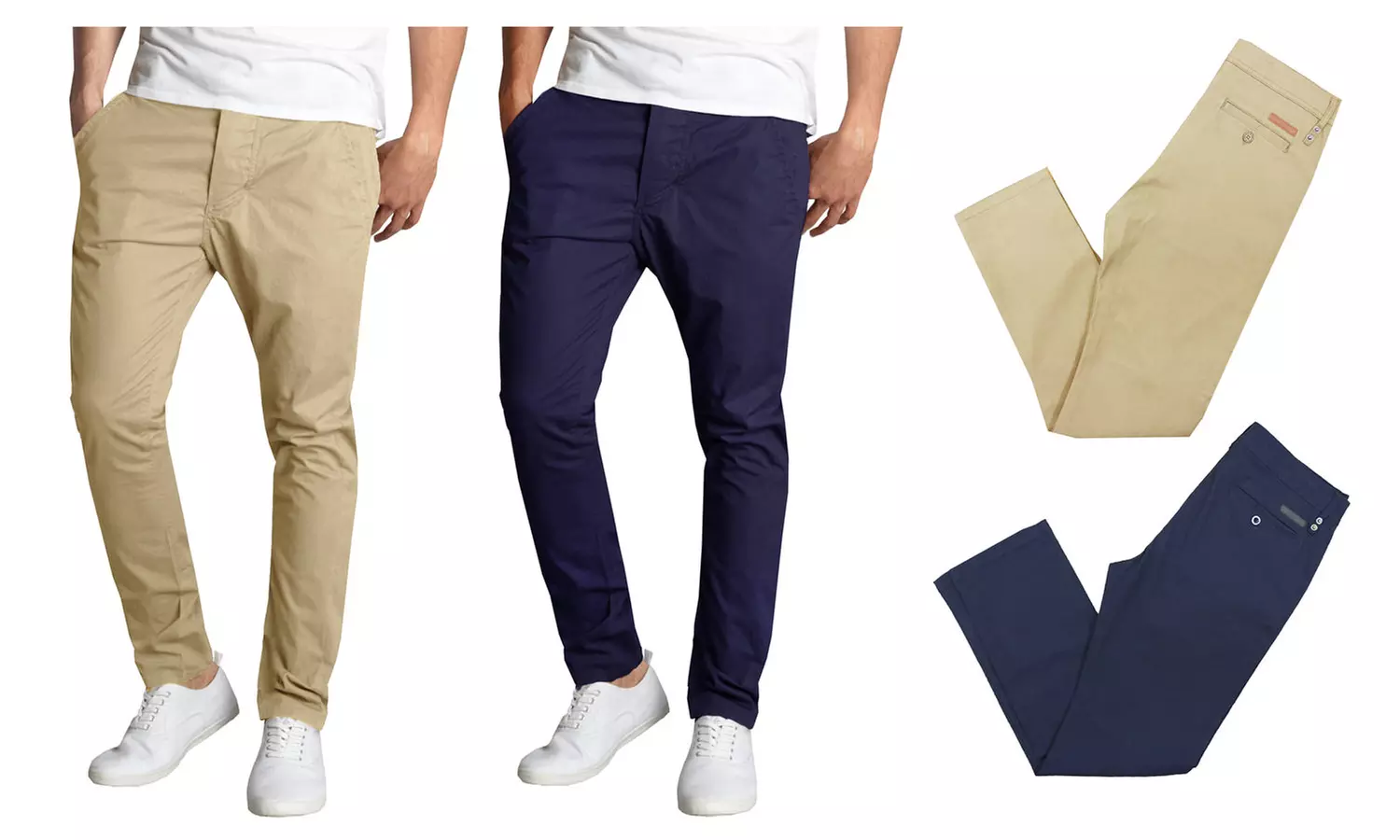 Galaxy By Harvic Men's Slim Fit Cotton Stretch Chino Pants (2-Packs)