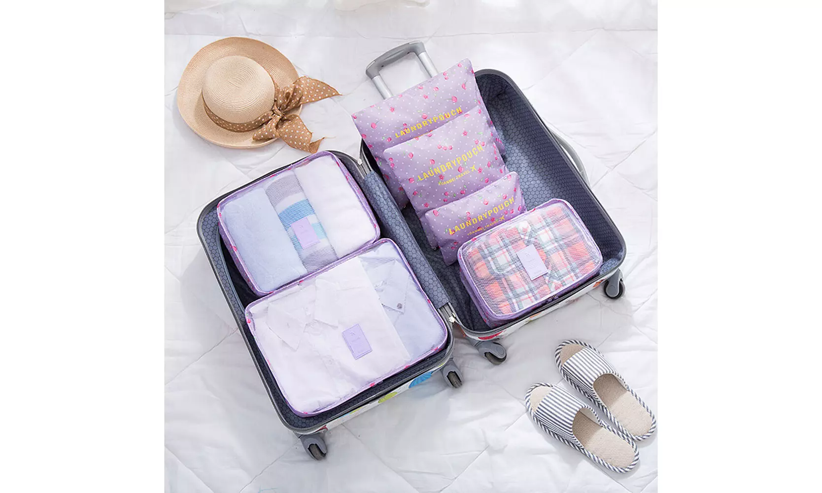 9Pcs Waterproof Clothes Storage Bags Packing Cube Travel Luggage Organizer Pouch