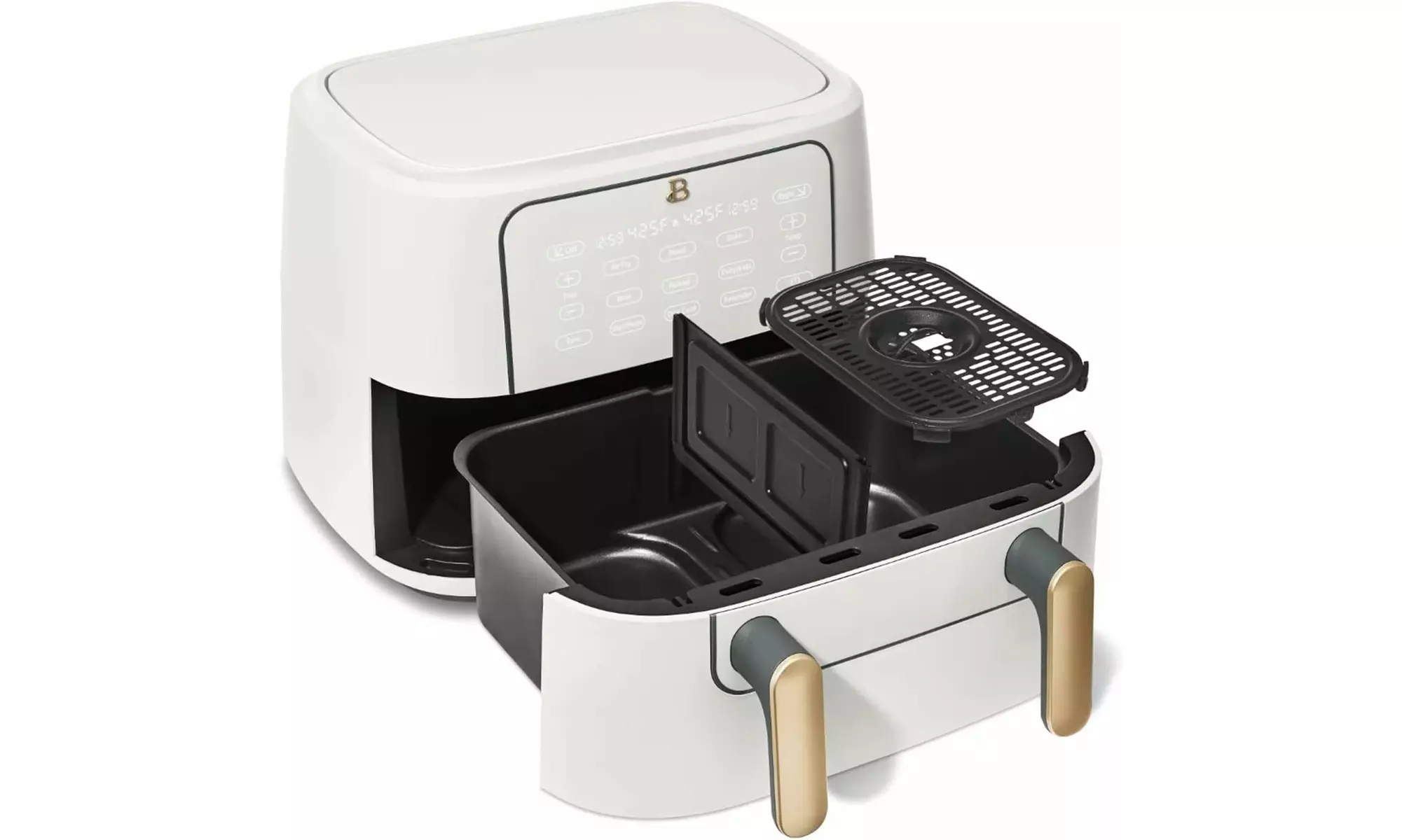 Beautiful 9QT TriZone Air Fryer, White Icing by Drew Barrymore (White)- Renewed - Second Medium