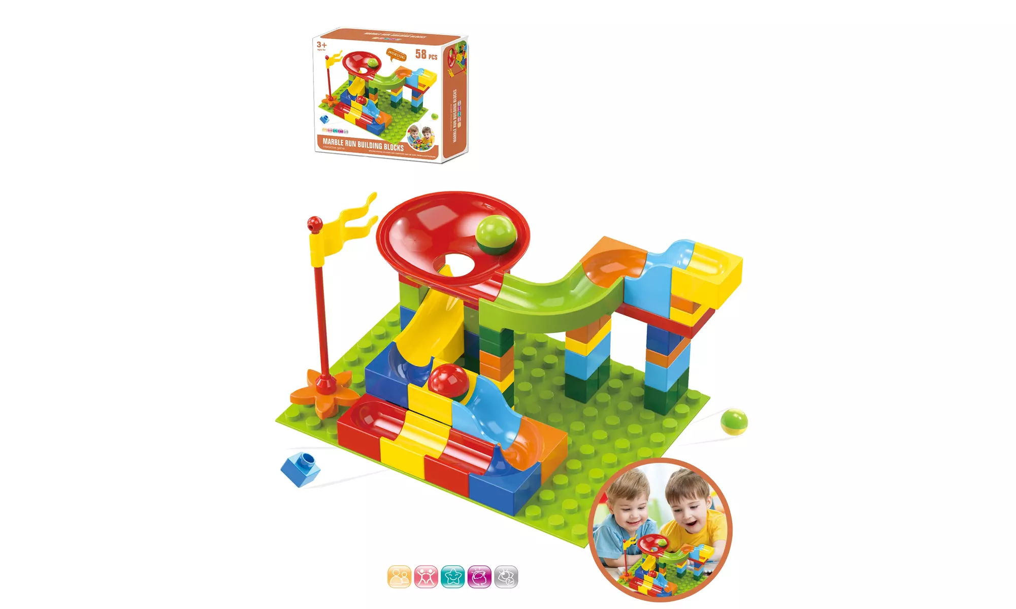 Playdate Toys Marble Run Set 58 Piece Set - Primary Image